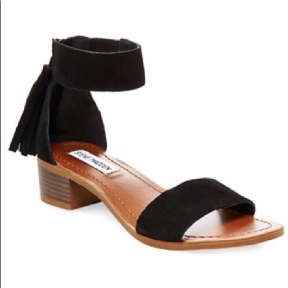 Black Steve Madden Tassel Sandals